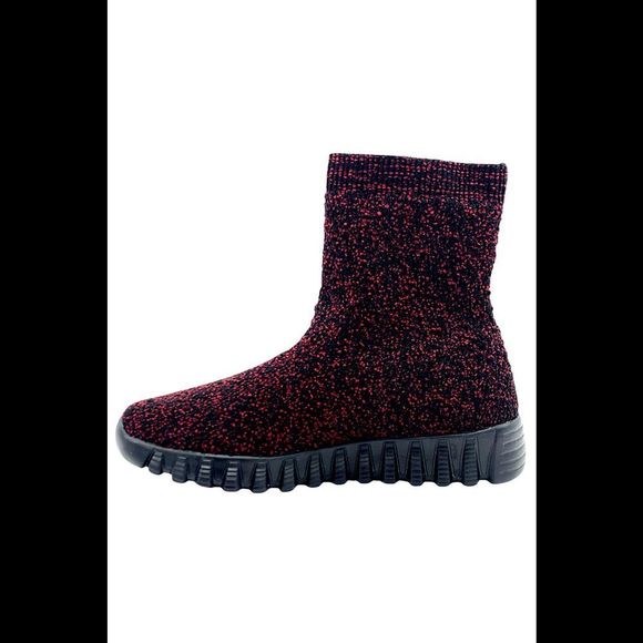 Bernie Mev Chenille Ankle Boots Keyla  Black/Burgundy - Medium - Picture 3 of 5